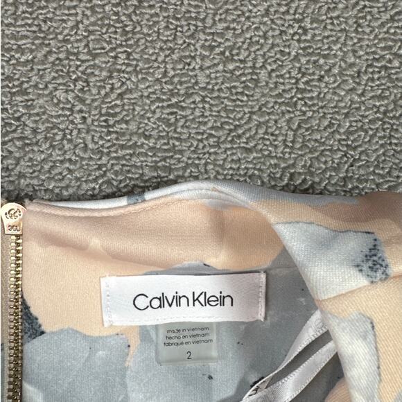 Calvin Klein Dress Sleeveless Fit to Flare Floral Wedding Guest Pink Size 2 - Picture 6 of 10